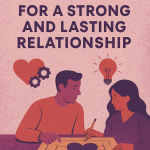 A visually engaging, semi-realistic illustration with pink and purple textures, symbolizing the foundation of a strong and lasting relationship built on trust, love, and connection.