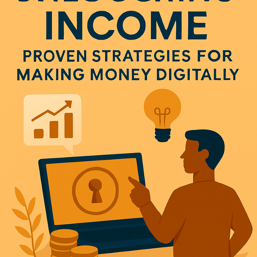 A visually engaging, semi-realistic illustration representing the journey of making money online, featuring elements of strategy, innovation, and financial success.