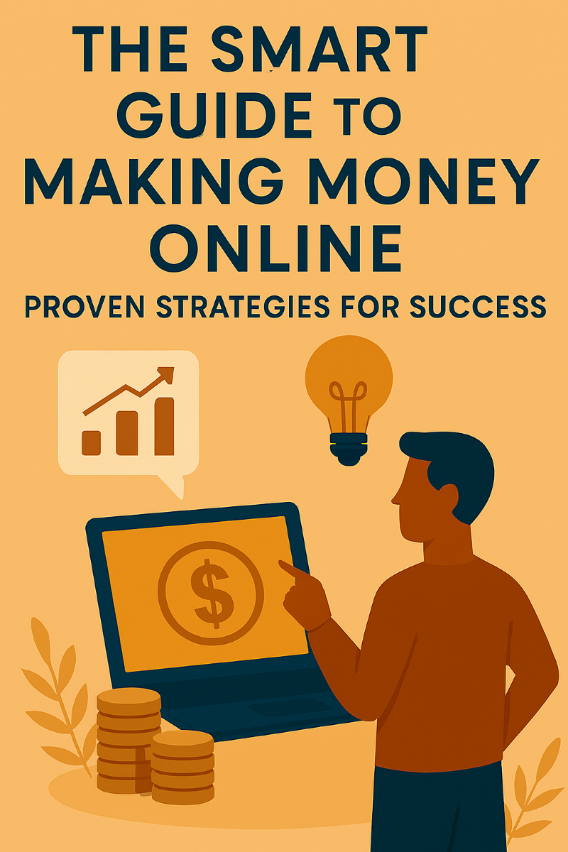 A visually engaging, semi-realistic illustration representing the journey of making money online, featuring elements of strategy, innovation, and financial success.