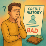 A semi-cartoonish illustration using Nova magic colors, visually engaging and representing the journey of understanding, managing, and improving credit history.
